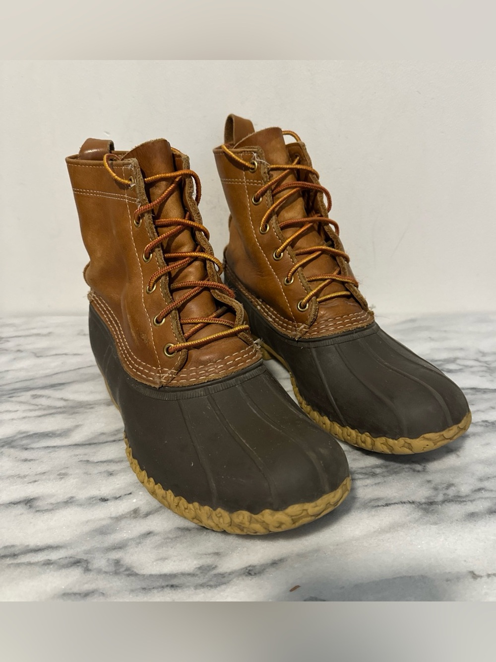 L.L. Bean Women’s Brown Leather & Rubber Winter Duck Boots made in Main Sz 8 HM